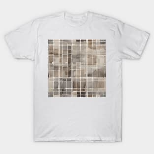 Brown and Beige Watercolor Abstract Grid T-Shirt